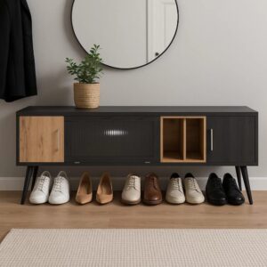 Moderner weißer Schminktisch mit LED-Spiegel und Stauraum 140x130x40cm Spanplatte Weiß Urban Meuble Möbel Esszimmermöbel Geschirrschränke