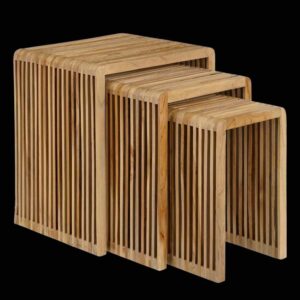 3er Set Beistelltische aus braunem Recyceltem Holz H50 44x50x34cm Holz Braun Mica Decorations Möbel Wohnzimmermöbel Beistelltische