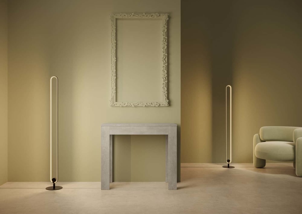 Ausziehbarer Konsolentisch 90x42/198 cm in Holzoptik Zementgrau 90x77x42cm Spanplatte Grau Ityhome Möbel Wohnzimmermöbel Konsolentische