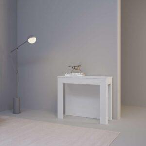 wohnli-moebel-suche-M24026932-1 Ausziehbarer Konsolentisch 90x42/290cm in Holzoptik Esche weiß 90x77x42cm Spanplatte Weiß Ityhome Möbel Wohnzimmermöbel Konsolentische