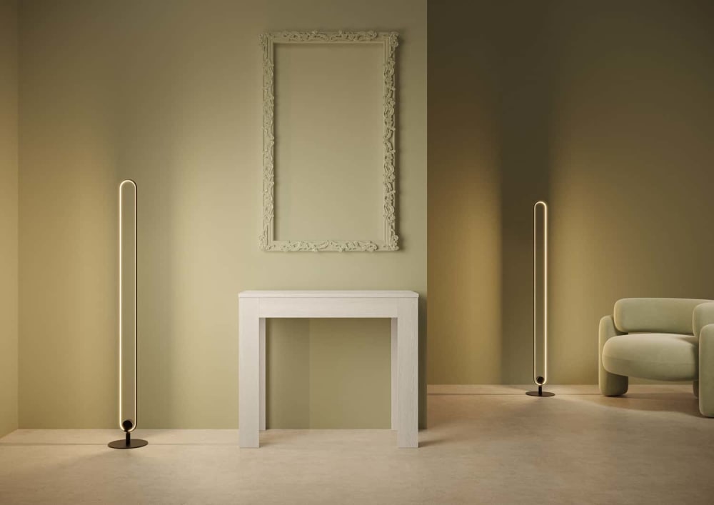 Ausziehbarer Konsolentisch 90x42/198 cm in Holzoptik Esche weiß 90x77x42cm Spanplatte Weiß Ityhome Möbel Wohnzimmermöbel Konsolentische