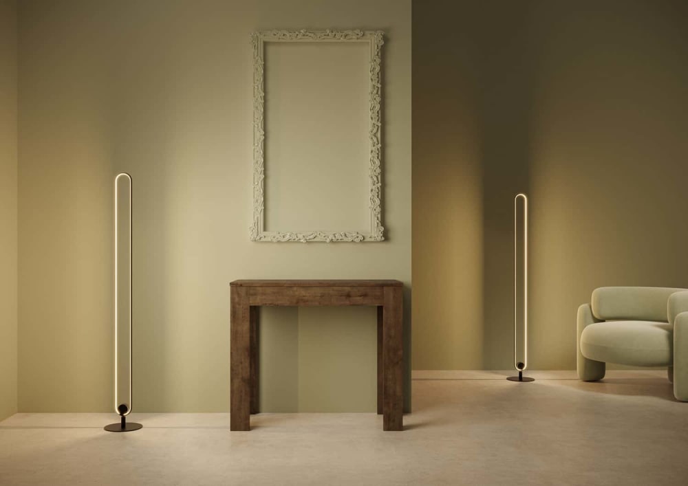 Ausziehbarer Konsolentisch 90x42/198 cm in Holzoptik Nussbaumbraun 90x77x42cm Spanplatte Braun Ityhome Möbel Wohnzimmermöbel Konsolentische