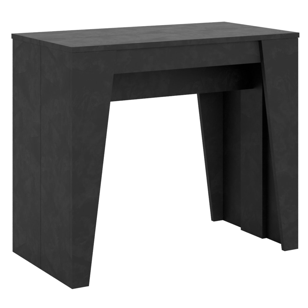 wohnli-moebel-suche-M24026948 Wohnli Möbelsuche - Ausziehbarer Konsolentisch 90x48/204 cm in Holzoptik Grau gespachtelt