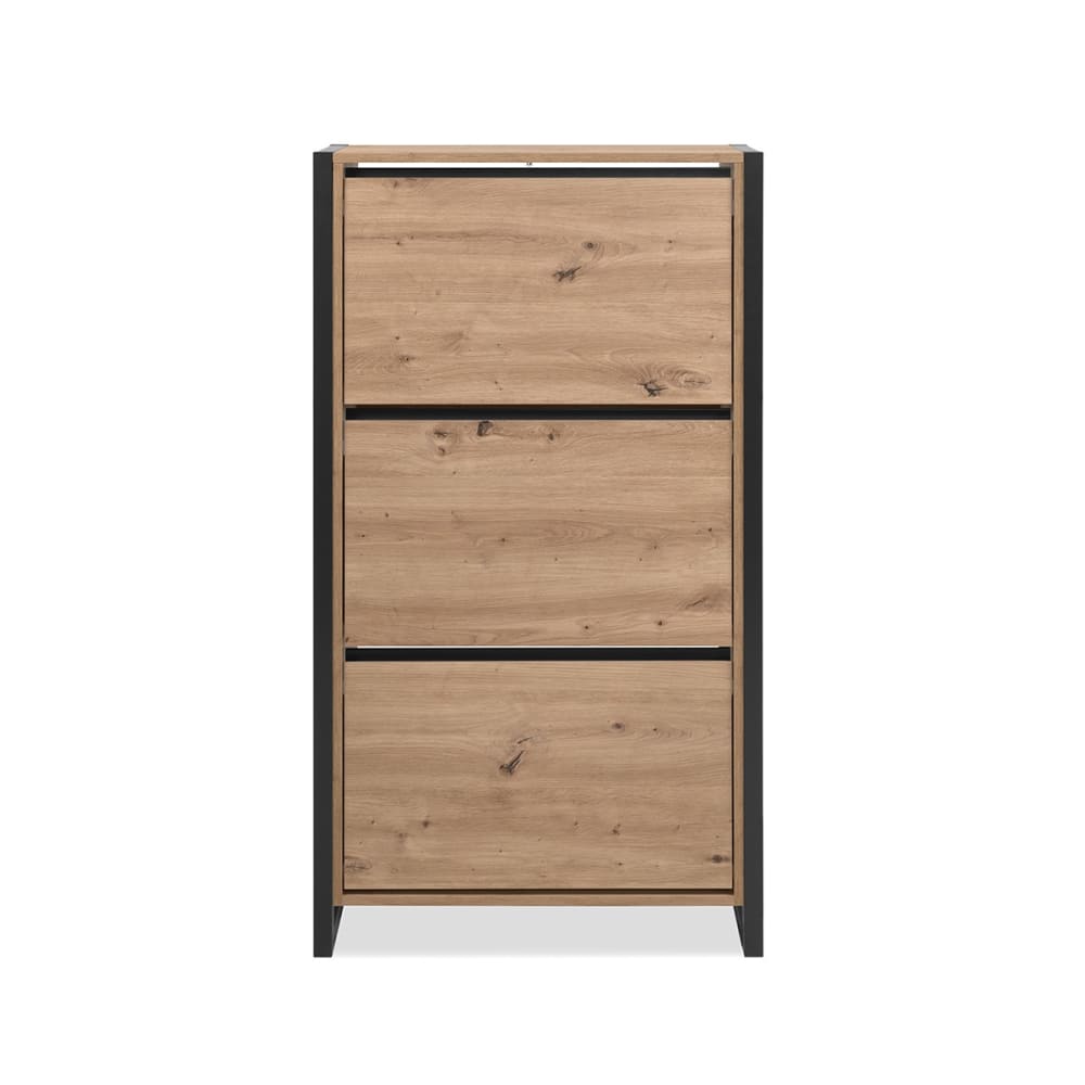wohnli-moebel-suche-M24027180 Wohnli Möbelsuche - Schuhschrank mit 3 Klappen L70 cm - Dekor Eiche und Grau