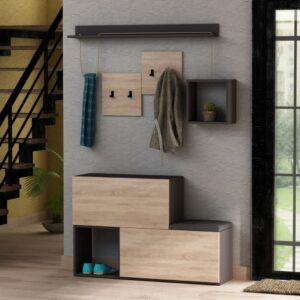 wohnli-moebel-suche-M24028012-1 Eingangsmöbel Design Wand Holz und Grau 120x78x32cm Spanplatte Braun Concept Usine Möbel Esszimmermöbel Sideboards, Highboards & niedrige Anrichten