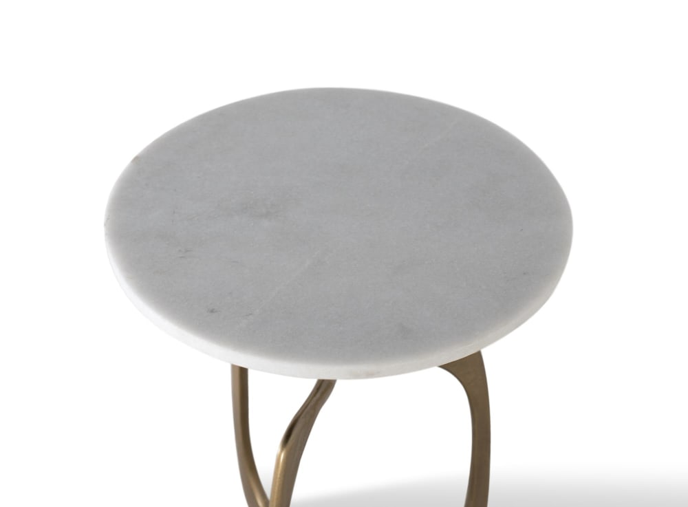 Moderner Kommode aus Aluminium und Marmor 41x56x41cm Aluminium Gold GINER Y COLOMER Möbel Wohnzimmermöbel Beistelltische