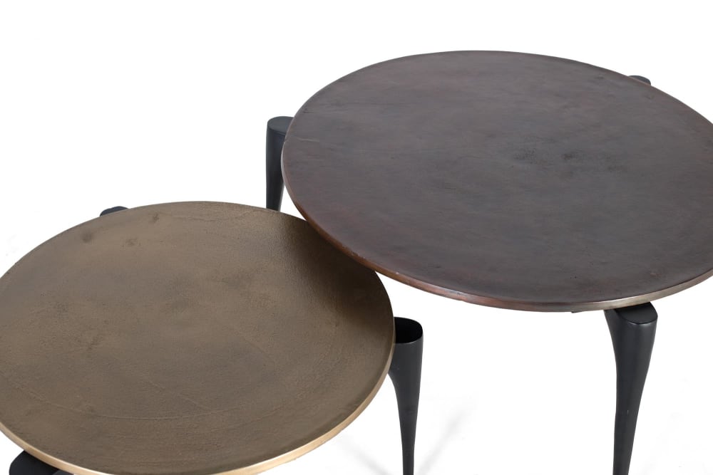 wohnli-moebel-suche-M24029336-1 Set mit 2 eleganten Tischen aus Aluminium 64x37x64cm Aluminium Kupfer GINER Y COLOMER Möbel Wohnzimmermöbel Beistelltische