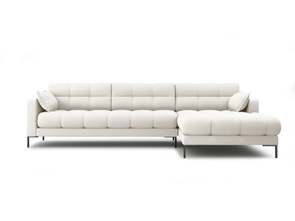 Wohnli Möbelsuche - 5-Sitzer Ecksofa rechts aus strukturiertem Stoff leichtes beige