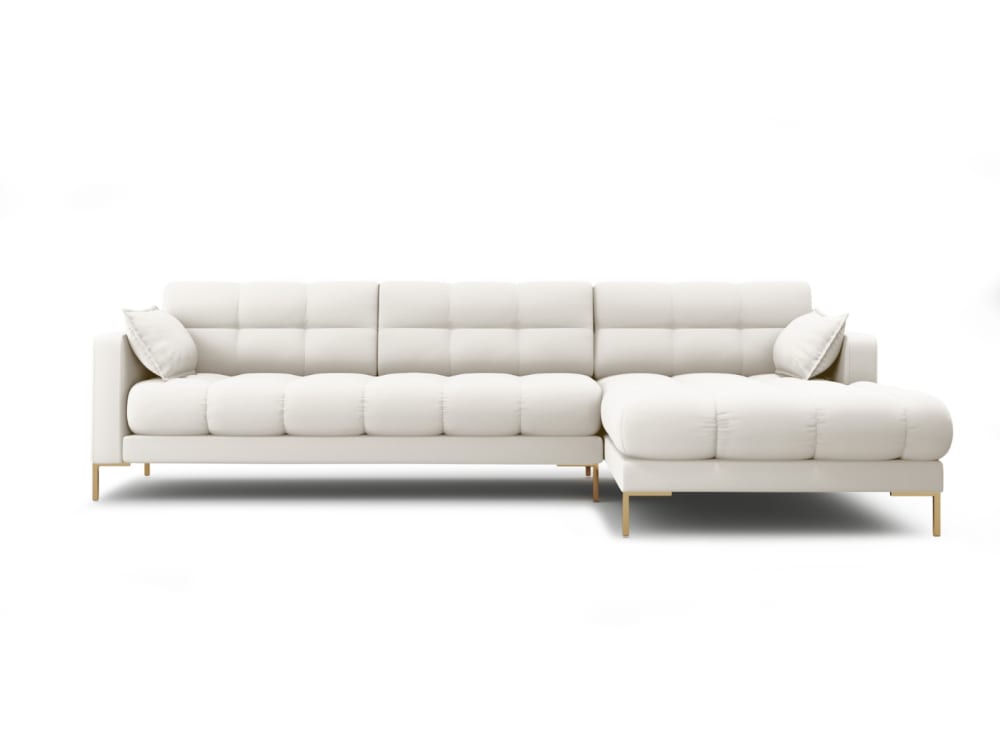 Wohnli Möbelsuche - 5-Sitzer Ecksofa rechts aus strukturiertem Stoff leichtes beige