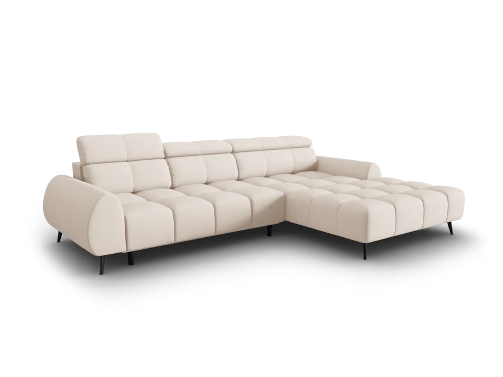 Wohnli Möbelsuche - 5-Sitzer elektrisches Ecksofa aus strukturiertem Stoff leichtes beige