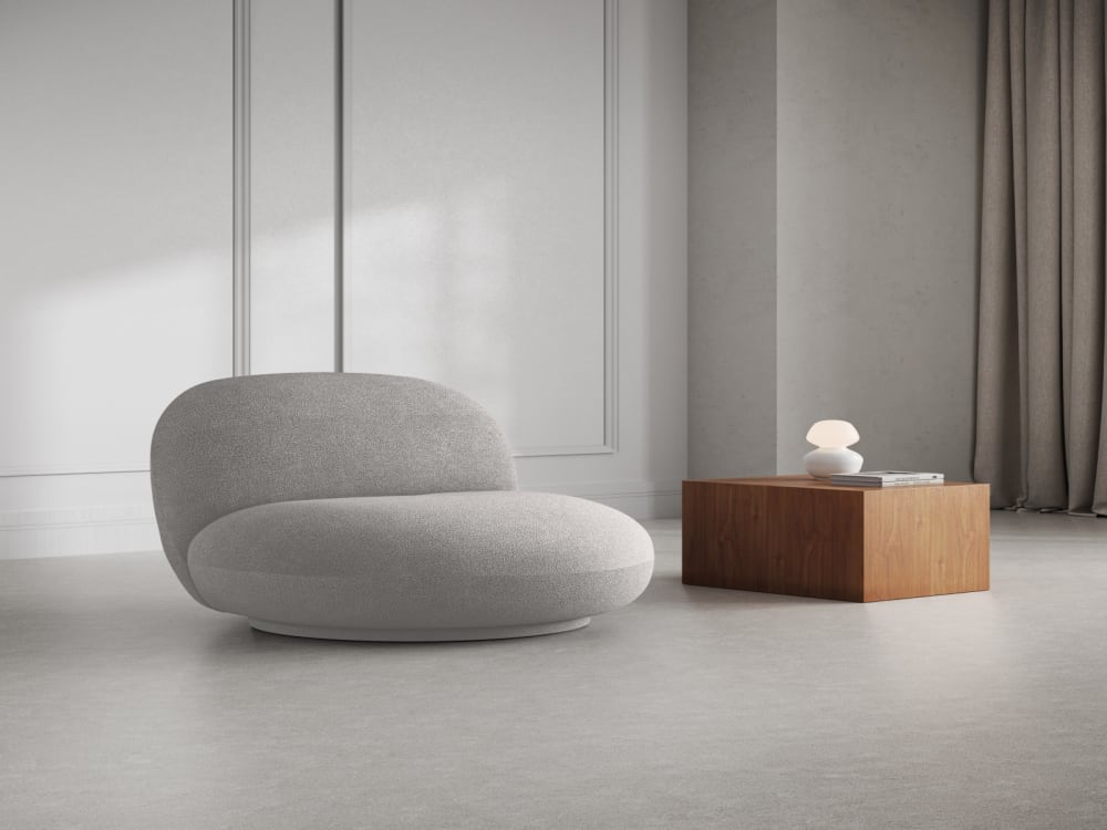 Drehsessel aus Boucle hellgrau 80x78x73cm Stoff Grau Micadoni Home Sofas und Sessel Sessel, Poufs und Fußbänke Sessel