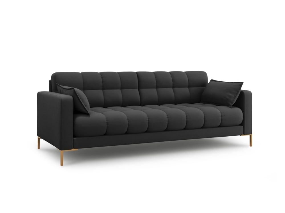 4-Sitzer Sofa aus strukturiertem Stoff dunkelgrau 217x75x92cm Stoff Grau Micadoni Home Sofas und Sessel Sofas 2-Sitzer-Sofas & 3-Sitzer-Sofas