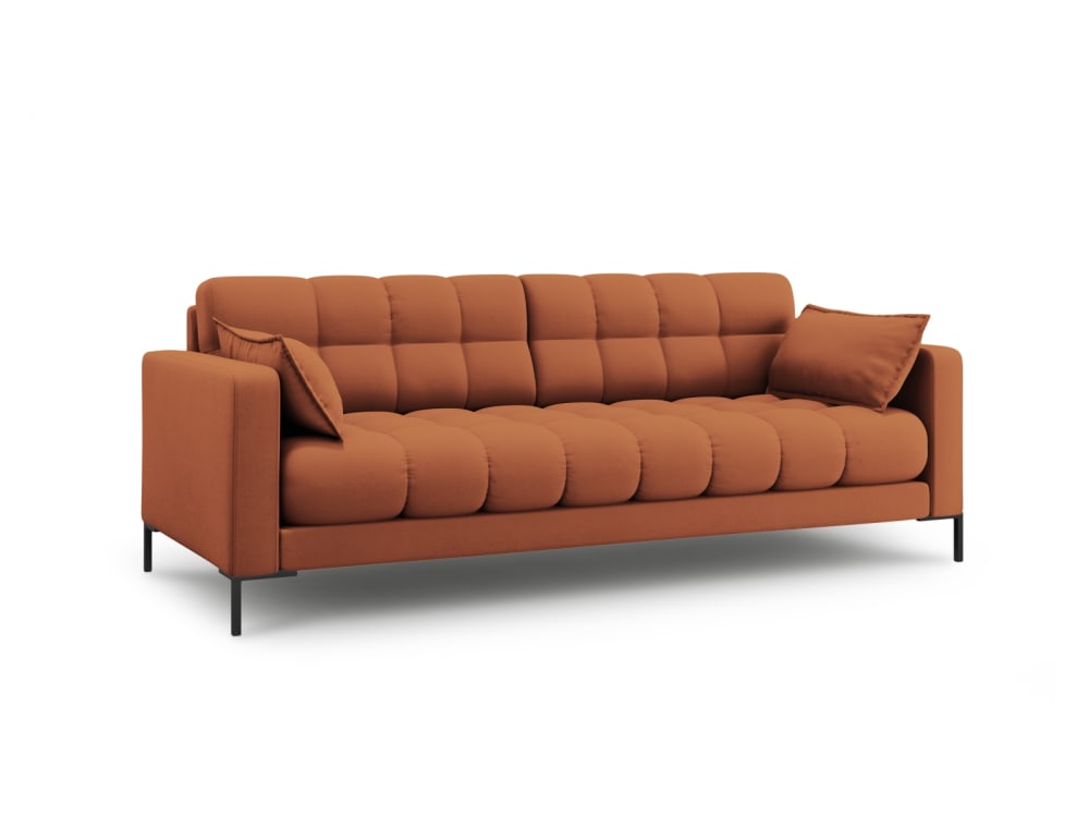 4-Sitzer Sofa aus strukturiertem Stoff ziegelstein 217x75x92cm Stoff Braun Micadoni Home Sofas und Sessel Sofas 2-Sitzer-Sofas & 3-Sitzer-Sofas
