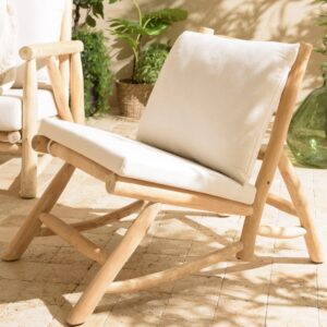 wohnli-moebel-suche-M24033061-1 Lounge-Sessel aus natürlichen Teakholzzweigen mit weißem Kissen 60x78x98cm Holz Braun MACABANE Sofas und Sessel Sessel, Poufs und Fußbänke Sessel