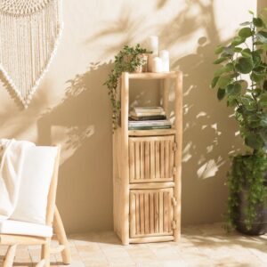 wohnli-moebel-suche-M24033086-1 Regal mit 1 Ebene und 2 Türen aus natürlichen Teakholzzweigen 40x115x36cm Holz Braun MACABANE Möbel Wohnzimmermöbel Regale