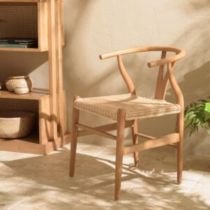 wohnli-moebel-suche-M24033092-1 Stuhl aus Mahagoniholz und Sitzfläche aus Rattan 52x77x56cm Holz Braun MACABANE Möbel Esszimmermöbel Stühle