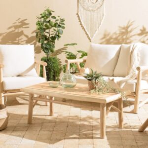 wohnli-moebel-suche-M24033112-1 Rechteckiger Couchtisch aus natürlichen Teakholzzweigen 120x46x63cm Holz Braun MACABANE Möbel Wohnzimmermöbel Couchtische