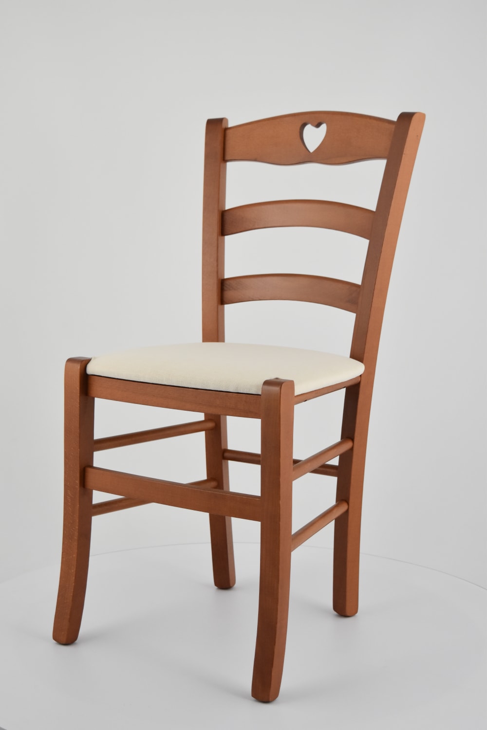 Stuhl aus Buchenholz mit Stoff-Sitz, Kirschbraun und Beige 46x88x43cm Holz Braun T M C S Möbel Esszimmermöbel Stühle