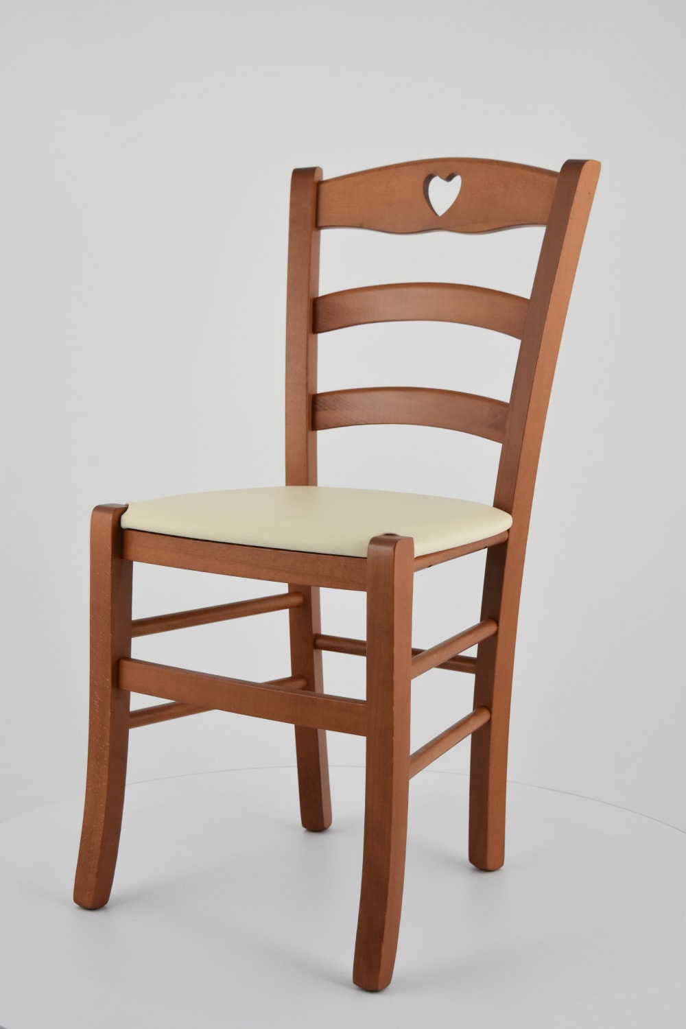 6er Set Stühle aus Buchenholz mit Kunstleder-Sitz, Kirsch und Beige 46x88x43cm Holz Braun T M C S Möbel Esszimmermöbel Stühle