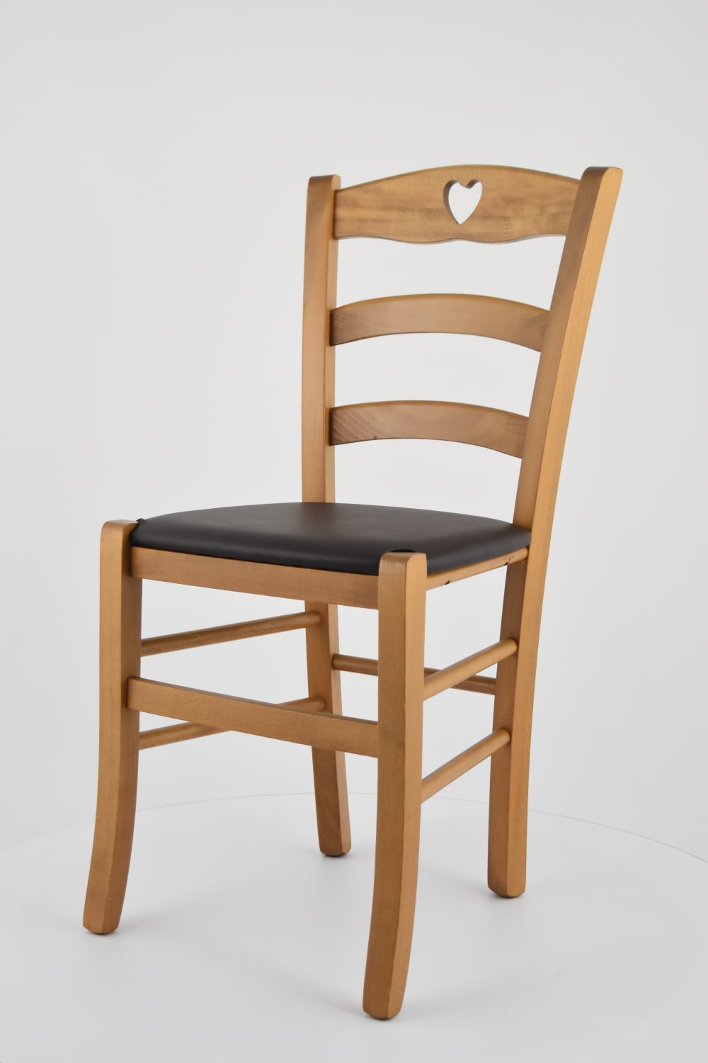 wohnli-moebel-suche-M24033695-1 Stuhl aus Buchenholz mit Kunstleder-Sitz, Eichenbraun und Braun 46x88x43cm Holz Braun T M C S Möbel Esszimmermöbel Stühle