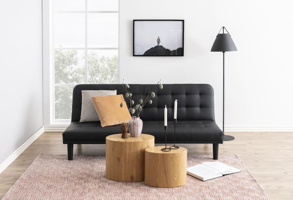 Set von 2 ovalen Couchtischen in Eichenholzoptik 33x40x0cm Holz Braun Mathi Design Möbel Wohnzimmermöbel Couchtische