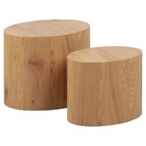 wohnli-moebel-suche-M24035637 Wohnli Möbelsuche - Set von 2 ovalen Couchtischen in Eichenholzoptik
