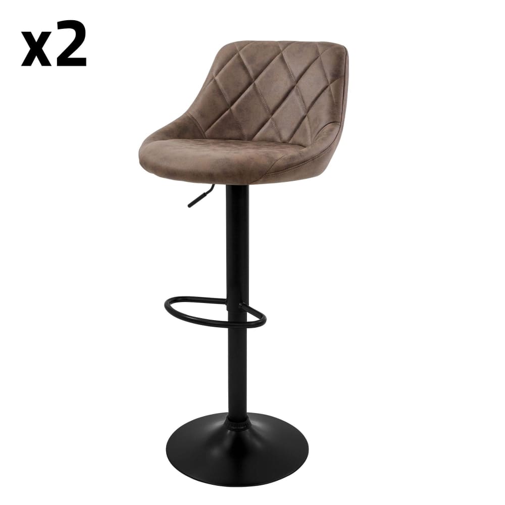 Wohnli Möbelsuche - Barhocker 2er Set aus Kunstleder Braun höhenverstellbar drehbar