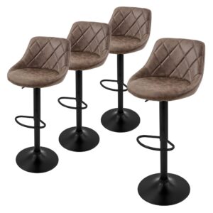 Barhocker 4er Set aus Kunstleder Braun höhenverstellbar drehbar 47x106x37cm Webpelz Braun ML-Design Möbel Esszimmermöbel Barhocker