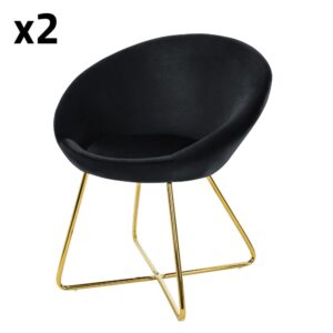 wohnli-moebel-suche-M24035860 Wohnli Möbelsuche - Esszimmerstühle 2er Set Schwarz Samt gepolstert goldene Metallbeine