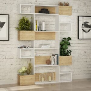wohnli-moebel-suche-M24035991-1 Regal mit 9 Fächern L120 cm - Eichenoptik Dekor 120x171x20cm Spanplatte Braun Calicosy Möbel Wohnzimmermöbel Regale
