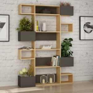 wohnli-moebel-suche-M24035992-1 Regal mit 9 Fächern L120 cm - Anthrazitgrau 120x171x20cm Spanplatte Grau Calicosy Möbel Wohnzimmermöbel Regale