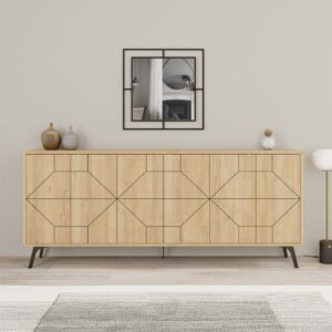 wohnli-moebel-suche-M24035994-1 Buffet mit 6 Türen L184 cm - Dekor Eiche 184x77x35cm Spanplatte Braun Calicosy Möbel Esszimmermöbel Sideboards, Highboards & niedrige Anrichten