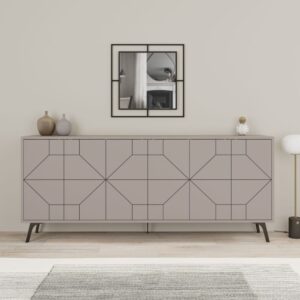Buffet mit 6 Türen L184 cm - Taupe 184x77x35cm Spanplatte Taupe Calicosy Möbel Esszimmermöbel Sideboards, Highboards & niedrige Anrichten