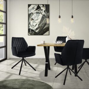 57x90x63cm Samt Schwarz ML-Design Möbel Esszimmermöbel Stühle