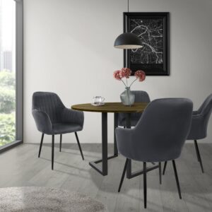 wohnli-moebel-suche-M24036041-1 Esszimmerstühle 4er Set Grau mit Samtbezug und Metallbeinen 60x84x58cm Samt Grau ML-Design Möbel Esszimmermöbel Stühle
