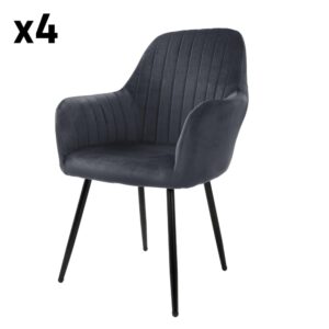 wohnli-moebel-suche-M24036041 Wohnli Möbelsuche - Esszimmerstühle 4er Set Grau mit Samtbezug und Metallbeinen