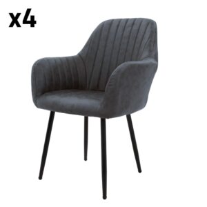 wohnli-moebel-suche-M24036094 Wohnli Möbelsuche - Esszimmerstühle 4er Set Anthrazit mit Kunstlederbezug und Metallbeinen
