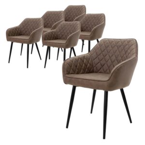 wohnli-moebel-suche-M24036096-1 Esszimmerstühle 6er Set Braun mit Kunstlederbezug und Metallbeinen 63x80x60cm Webpelz Braun ML-Design Möbel Esszimmermöbel Stühle