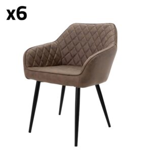 wohnli-moebel-suche-M24036096 Wohnli Möbelsuche - Esszimmerstühle 6er Set Braun mit Kunstlederbezug und Metallbeinen