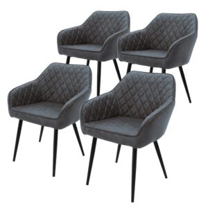 wohnli-moebel-suche-M24036107-1 Esszimmerstühle 4er Set Anthrazit mit Kunstlederbezug und Metallbeinen 63x80x60cm Webpelz Grau ML-Design Möbel Esszimmermöbel Stühle