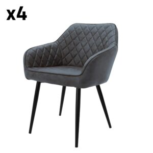 wohnli-moebel-suche-M24036107 Wohnli Möbelsuche - Esszimmerstühle 4er Set Anthrazit mit Kunstlederbezug und Metallbeinen