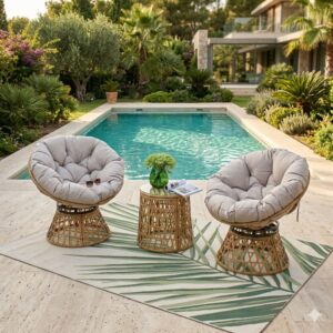 wohnli-moebel-suche-M24037965-1 Gartenmöbelset mit 2 Sesseln und 1 Tisch 200x76x70cm Stahl Braun Concept Usine Möbel Wohnzimmermöbel Couchtische