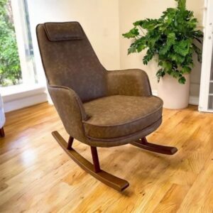 Lederoptik Schaukelstuhl Bourbon 86x86x67cm PVC und Synthetik Braun Mathi Design Sofas und Sessel Sessel, Poufs und Fußbänke Sessel