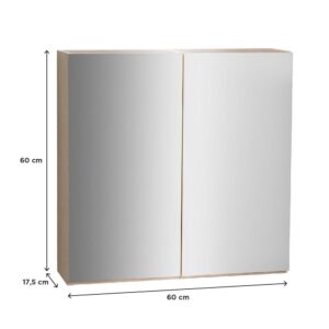 wohnli-moebel-suche-M24039762-1 60 cm Badezimmerschrank mit Doppeltür und Spiegel 60x60x17cm Spanplatte Braun Mob In Möbel Badezimmermöbel Badezimmerschränke