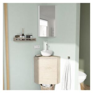 wohnli-moebel-suche-M24039768-1 Eckwaschbecken + Waschbecken + Wasserhahn + -Schrank 36x52x36cm Spanplatte Braun Mob In Möbel Badezimmermöbel Waschbecken
