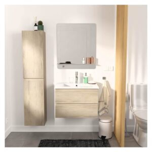 wohnli-moebel-suche-M24039796-1 Einzelmöbel + Waschbecken + Spiegel + -Hochschrank 60x43x43cm Spanplatte Braun Mob In Möbel Badezimmermöbel Waschtische