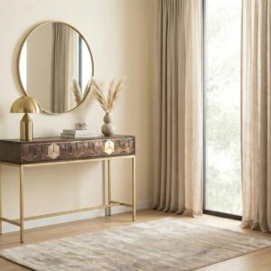 wohnli-moebel-suche-M24040441-1 Konsole aus Mango-Walnuss und Gold mit einzigartiger Eleganz 122x76x40cm Holz Braun GINER Y COLOMER Möbel Wohnzimmermöbel Konsolentische