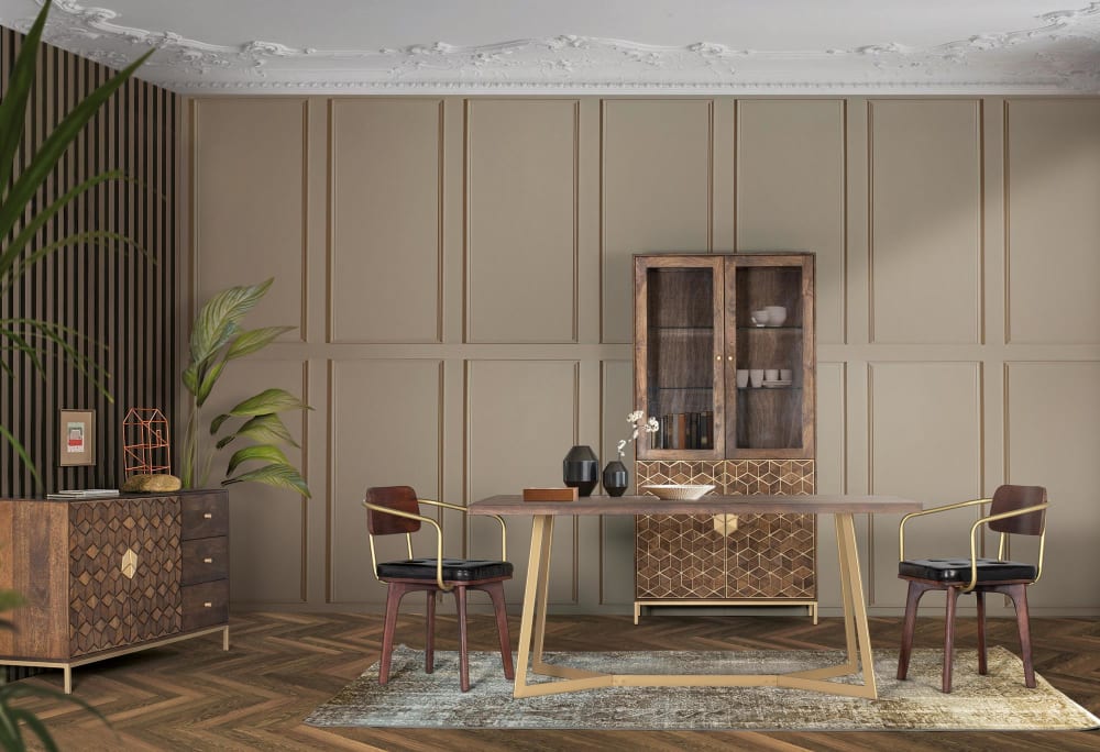 Esstisch aus Mangoholz und Metallgestell 200 cm 200x76x100cm Holz Braun GINER Y COLOMER Möbel Esszimmermöbel Esstische