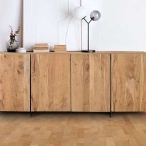 Rustikales Sideboard aus Metall aus Akazie und natürlicher Eleganz 200x80x40cm Holz Braun GINER Y COLOMER Möbel Esszimmermöbel Sideboards, Highboards & niedrige Anrichten