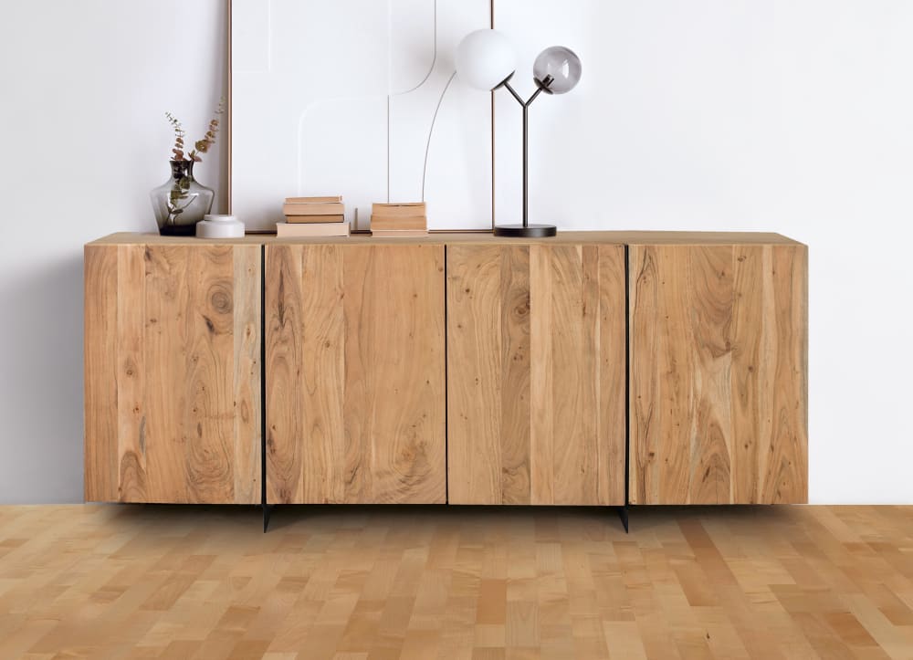 Rustikales Sideboard aus Metall aus Akazie und natürlicher Eleganz 200x80x40cm Holz Braun GINER Y COLOMER Möbel Esszimmermöbel Sideboards, Highboards & niedrige Anrichten